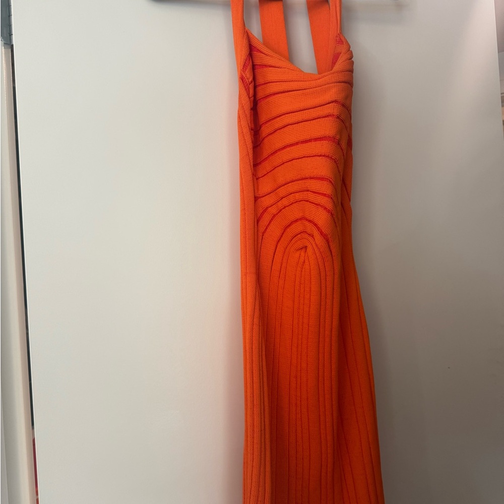 COPY - Hanifa Orange Ribbed Backless Mini Dress